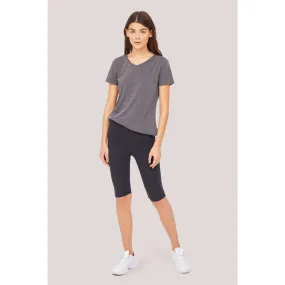 Dull Black Plain Legging Shorts