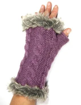 Dusky Mauve Fur Trimmed Hand Warmers