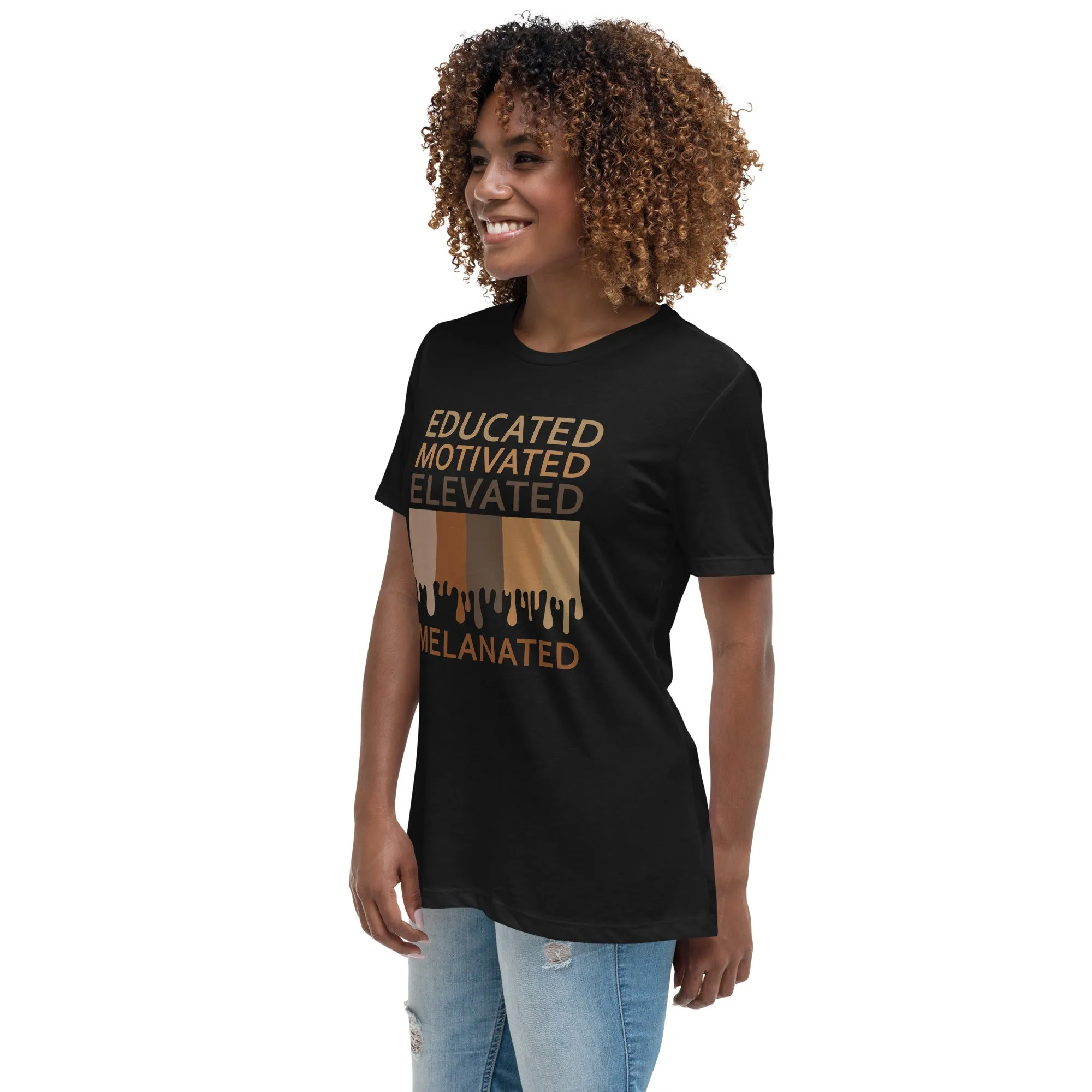 Educated Motivated Elevated Melanated Drip Women's Short Sleeve T-Shirt