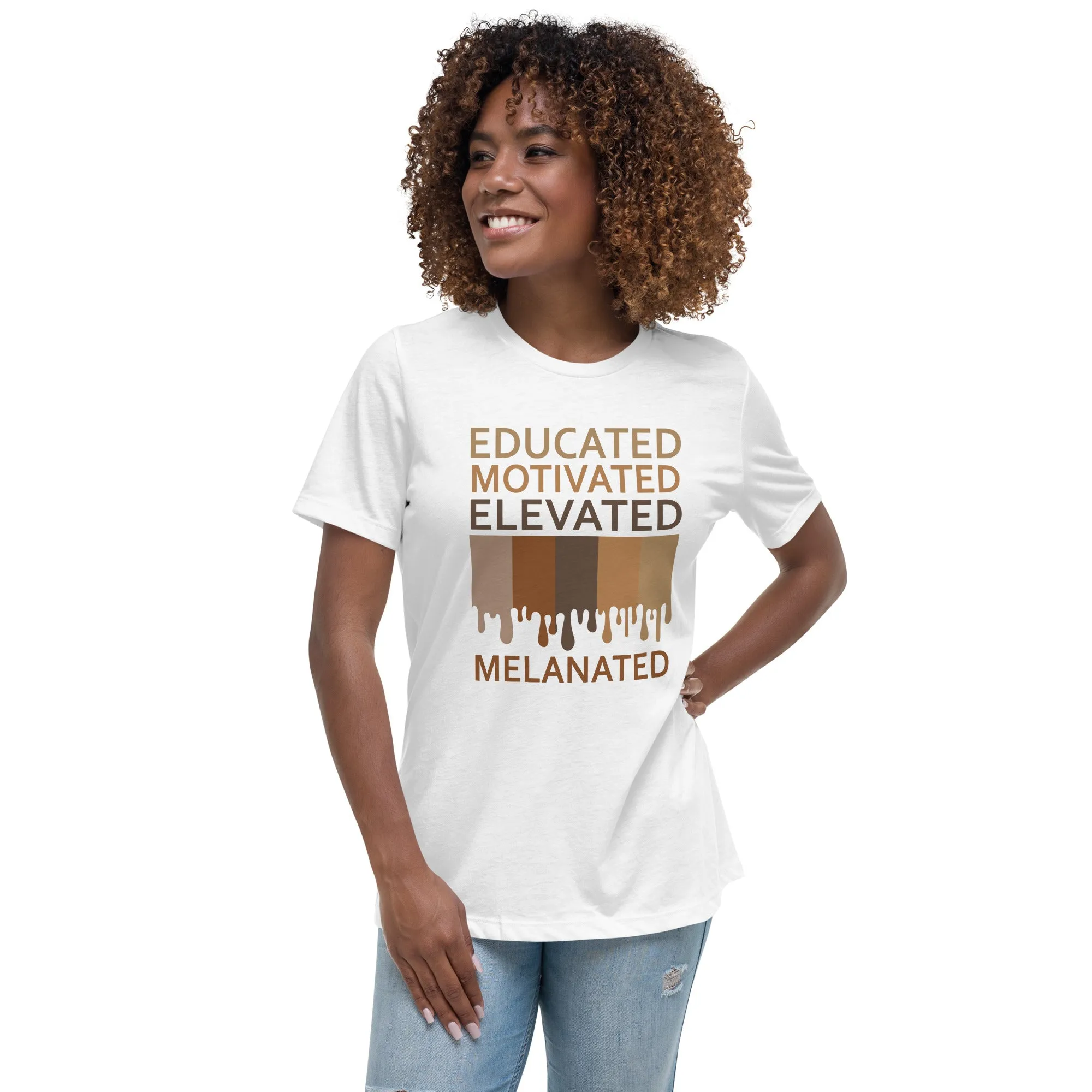 Educated Motivated Elevated Melanated Drip Women's Short Sleeve T-Shirt