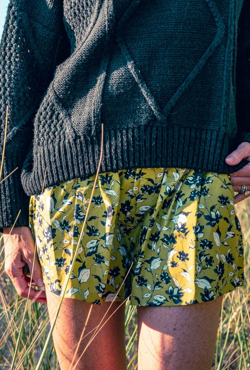 Everyday Shorts - Chartreuse Floral