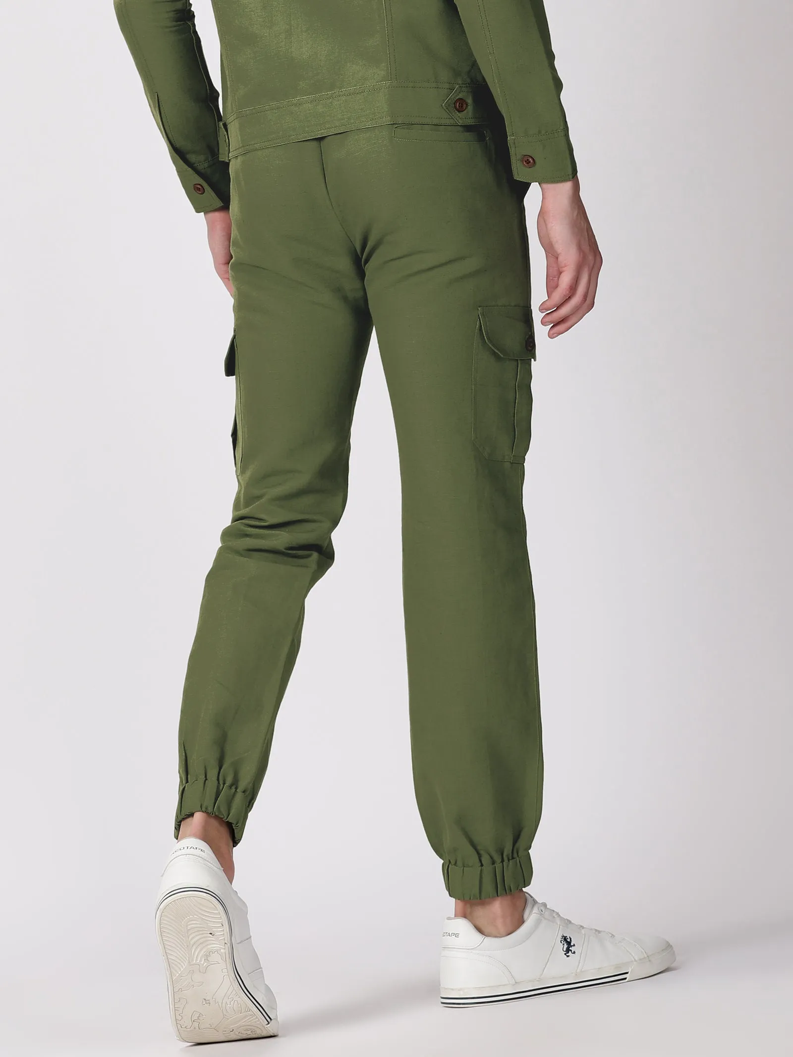 Finn - Linen Joggers - Military Green