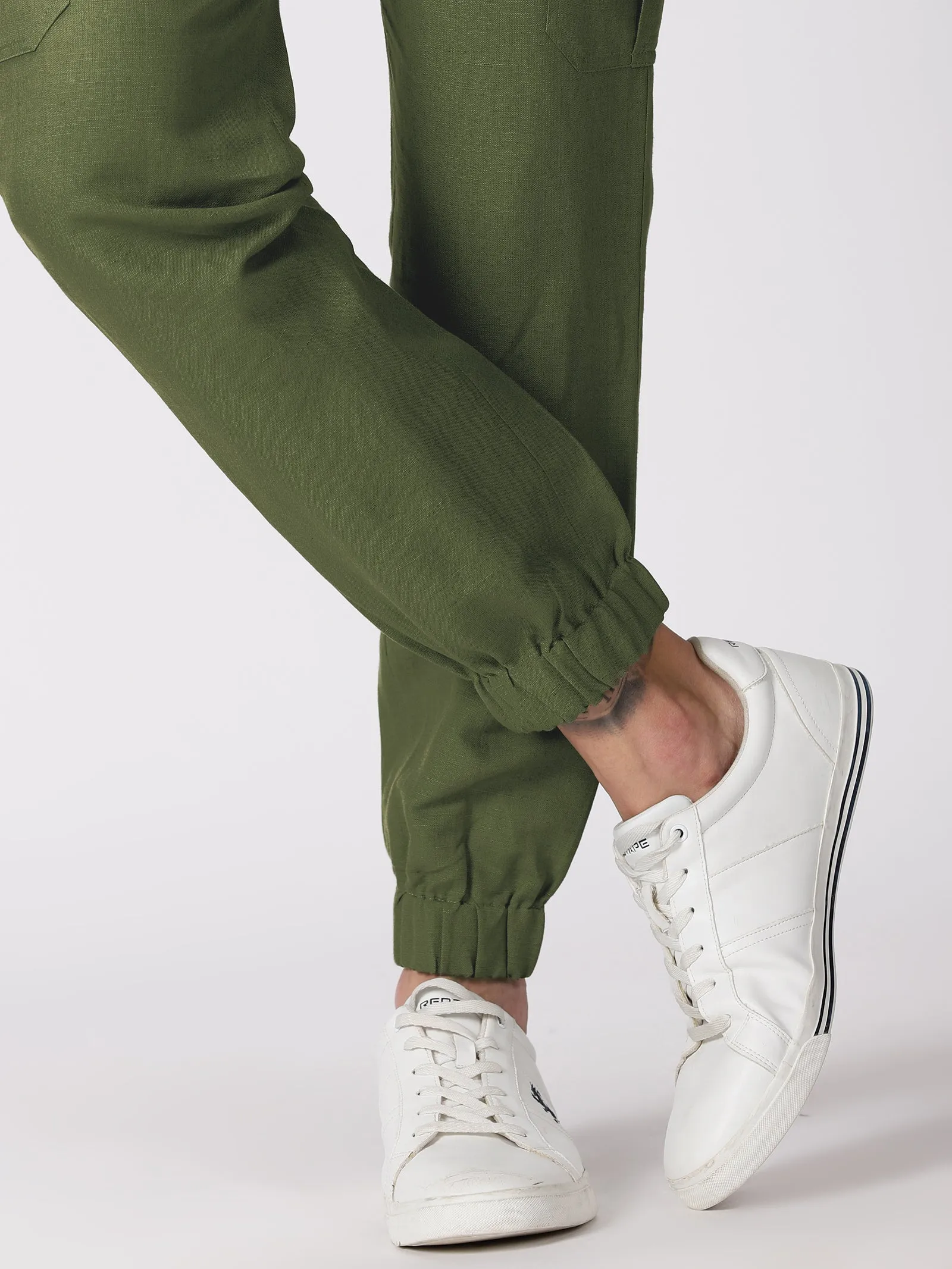 Finn - Linen Joggers - Military Green