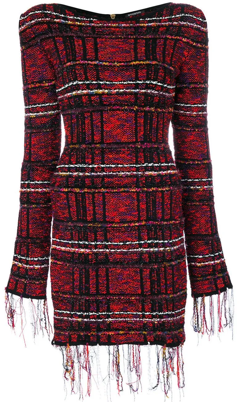 Fringe Tweed Mini Dress