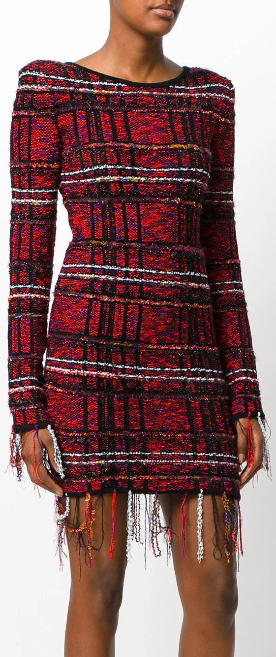 Fringe Tweed Mini Dress