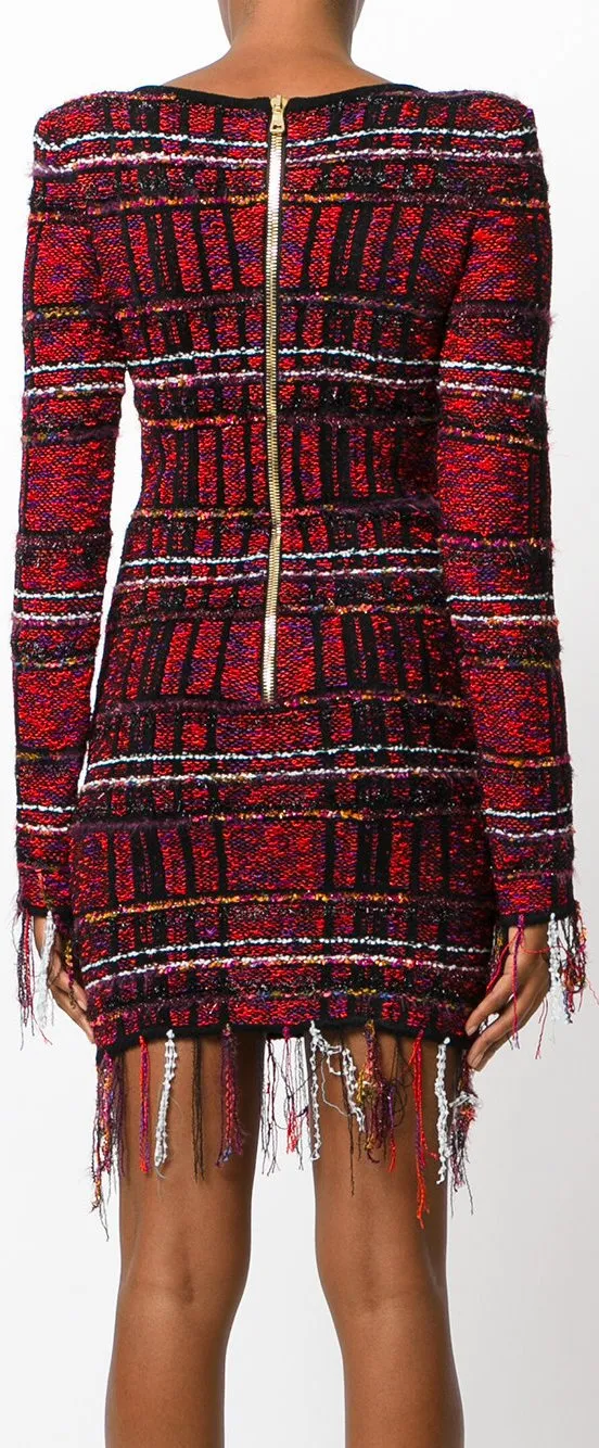 Fringe Tweed Mini Dress