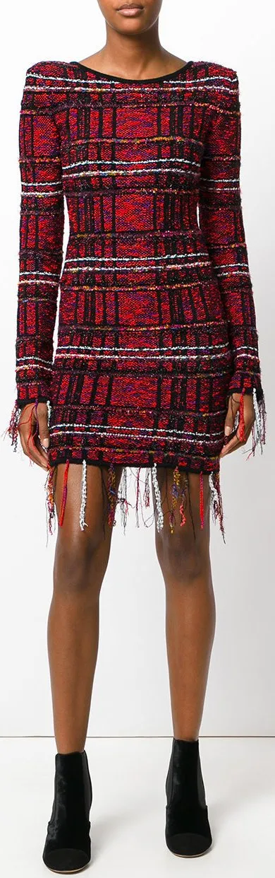 Fringe Tweed Mini Dress