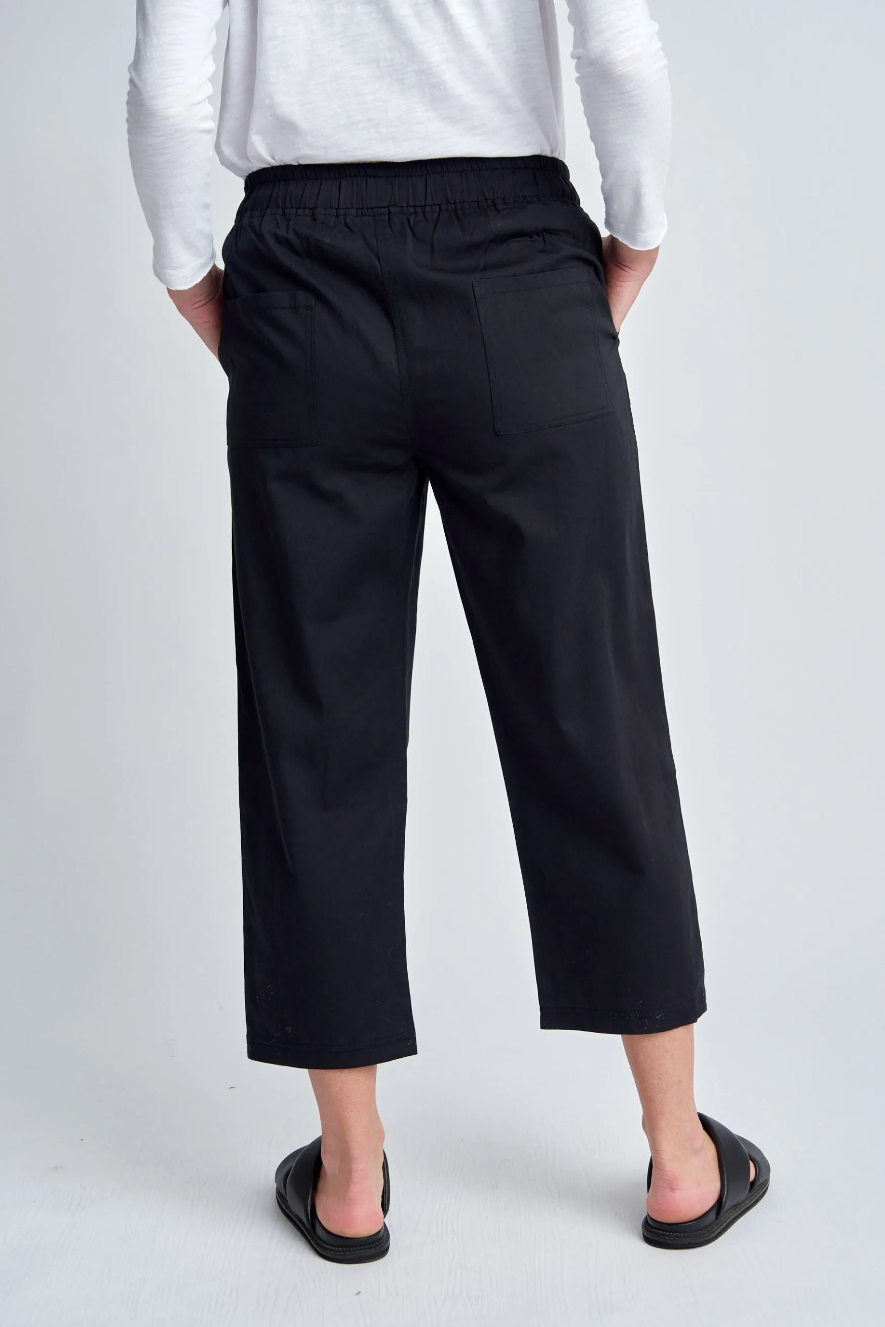 Front Pocket Cotton Pants Black