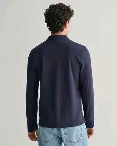 GANT - Reg Contrast Pique LS Rugger, Navy