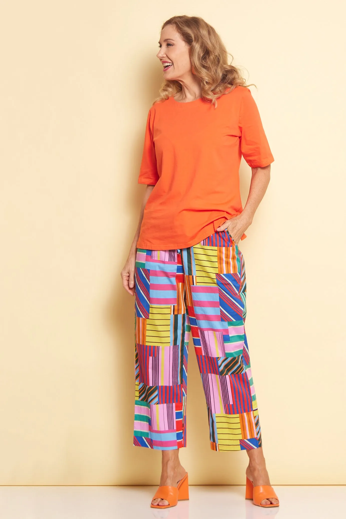 Geo Brights Cotton Pants - Pink Multi