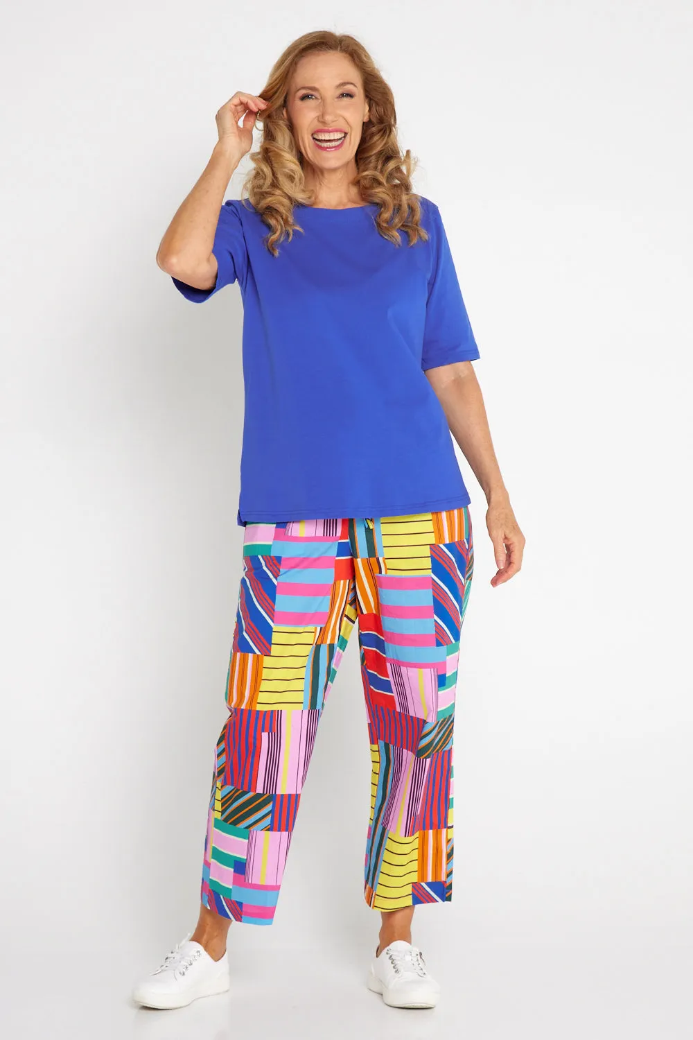 Geo Brights Cotton Pants - Pink Multi