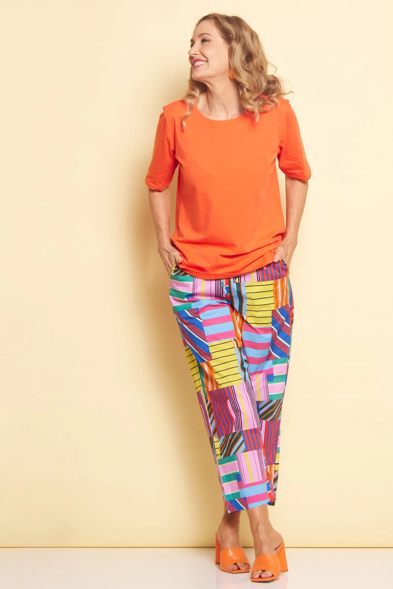 Geo Brights Cotton Pants - Pink Multi