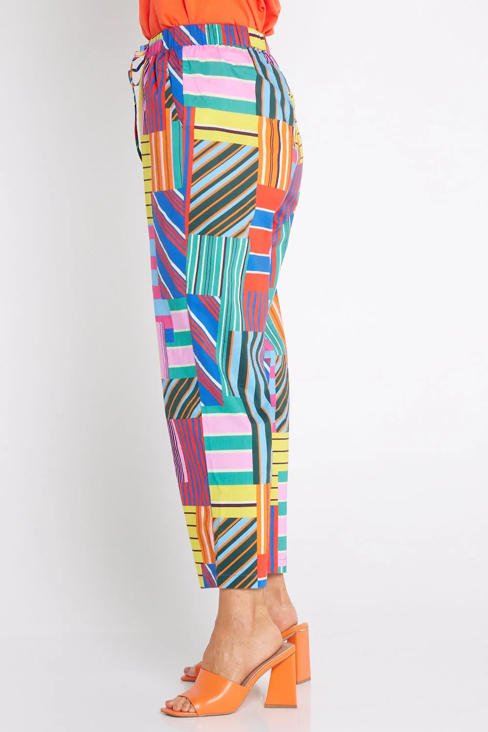 Geo Brights Cotton Pants - Pink Multi