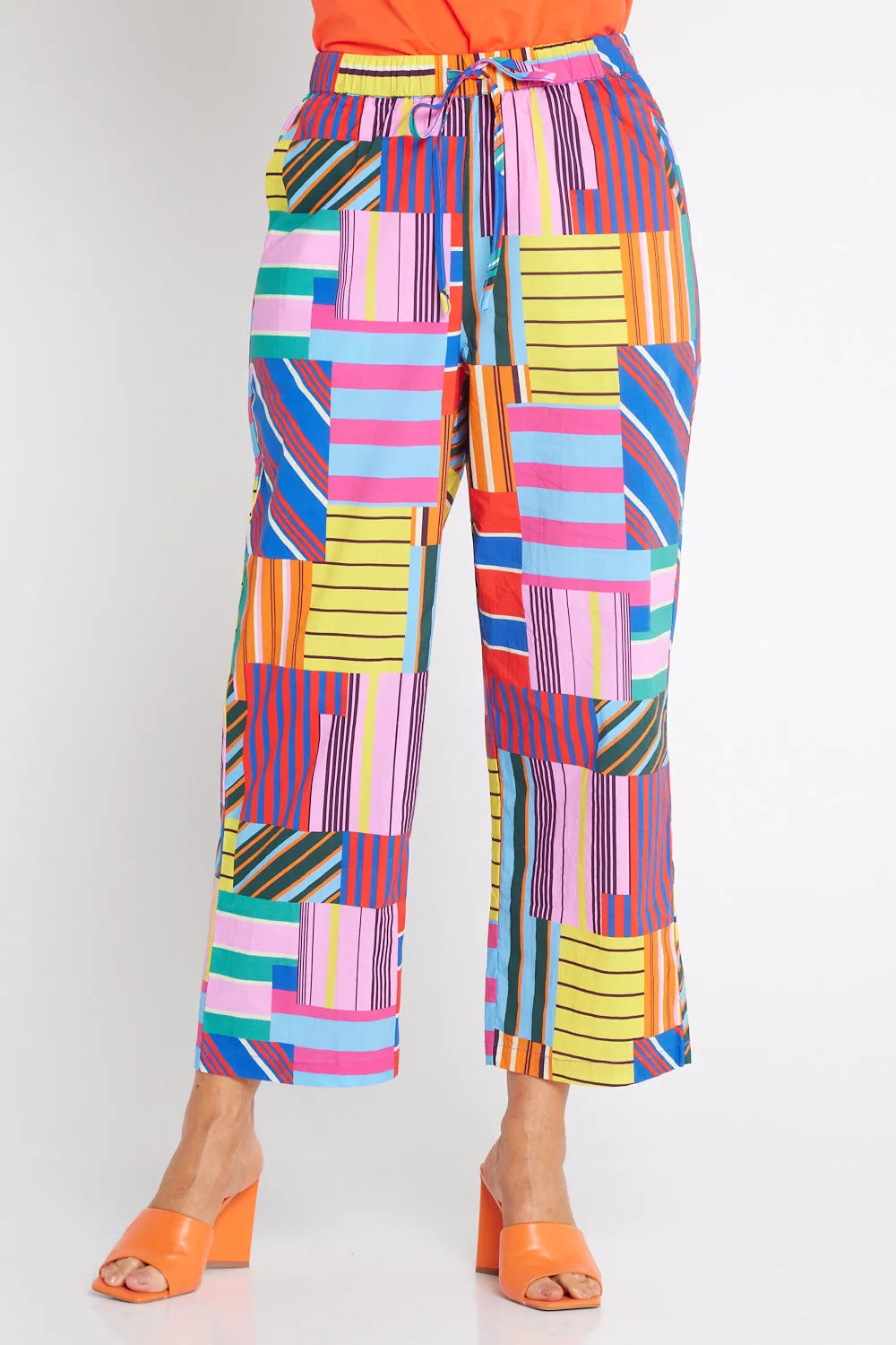 Geo Brights Cotton Pants - Pink Multi