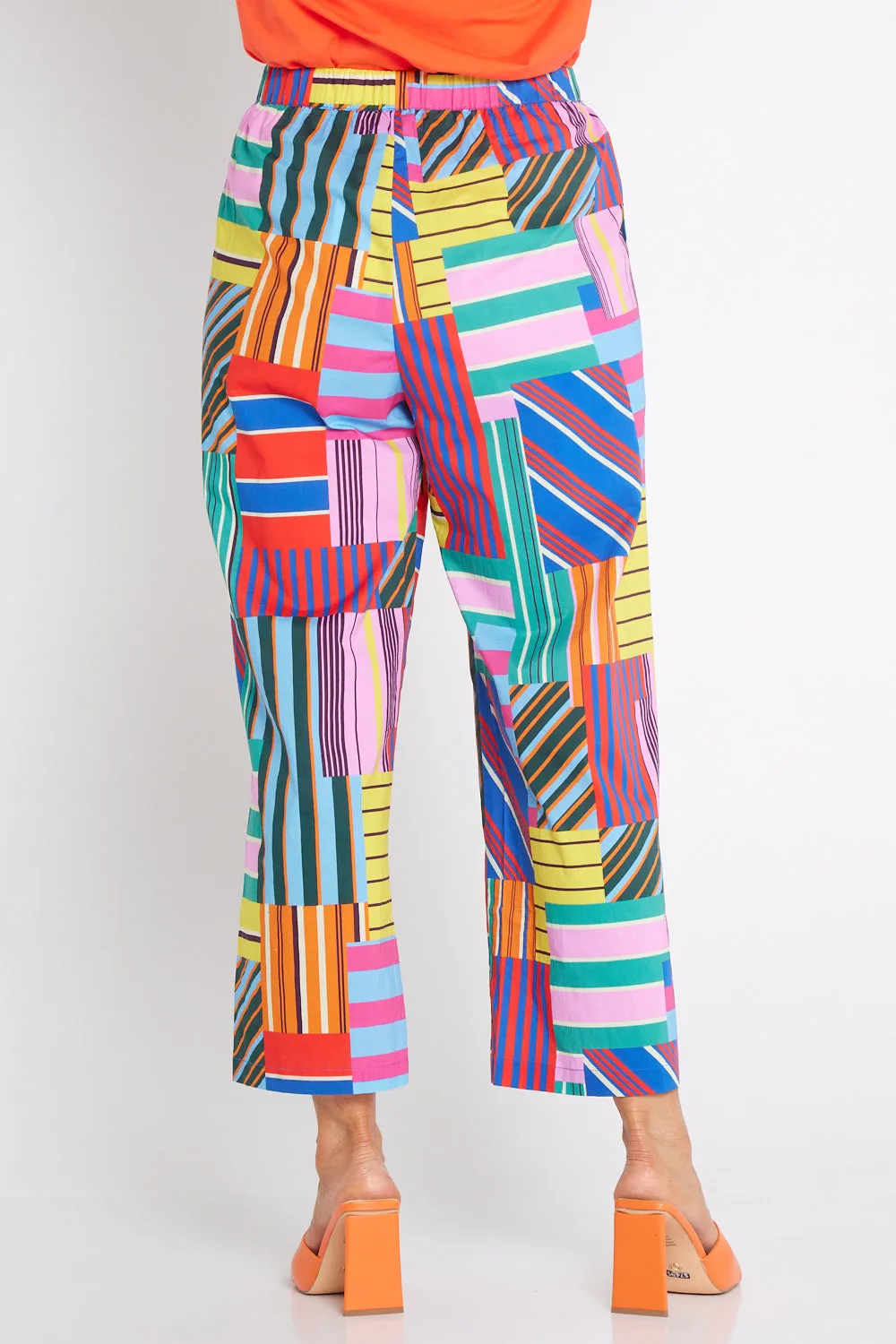 Geo Brights Cotton Pants - Pink Multi