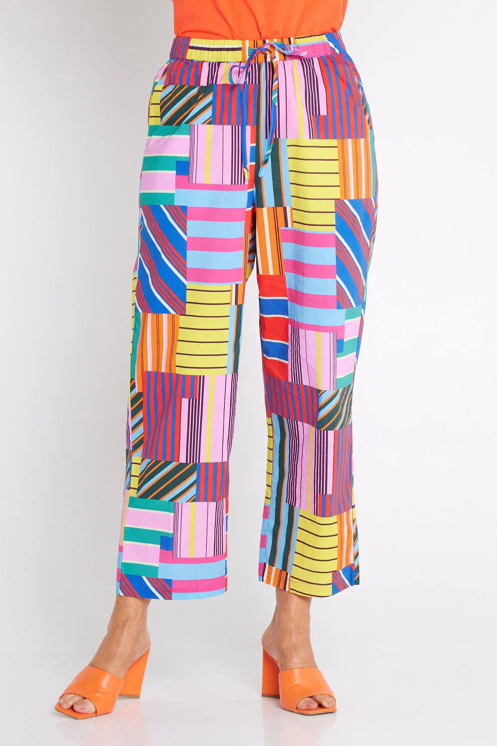 Geo Brights Cotton Pants - Pink Multi