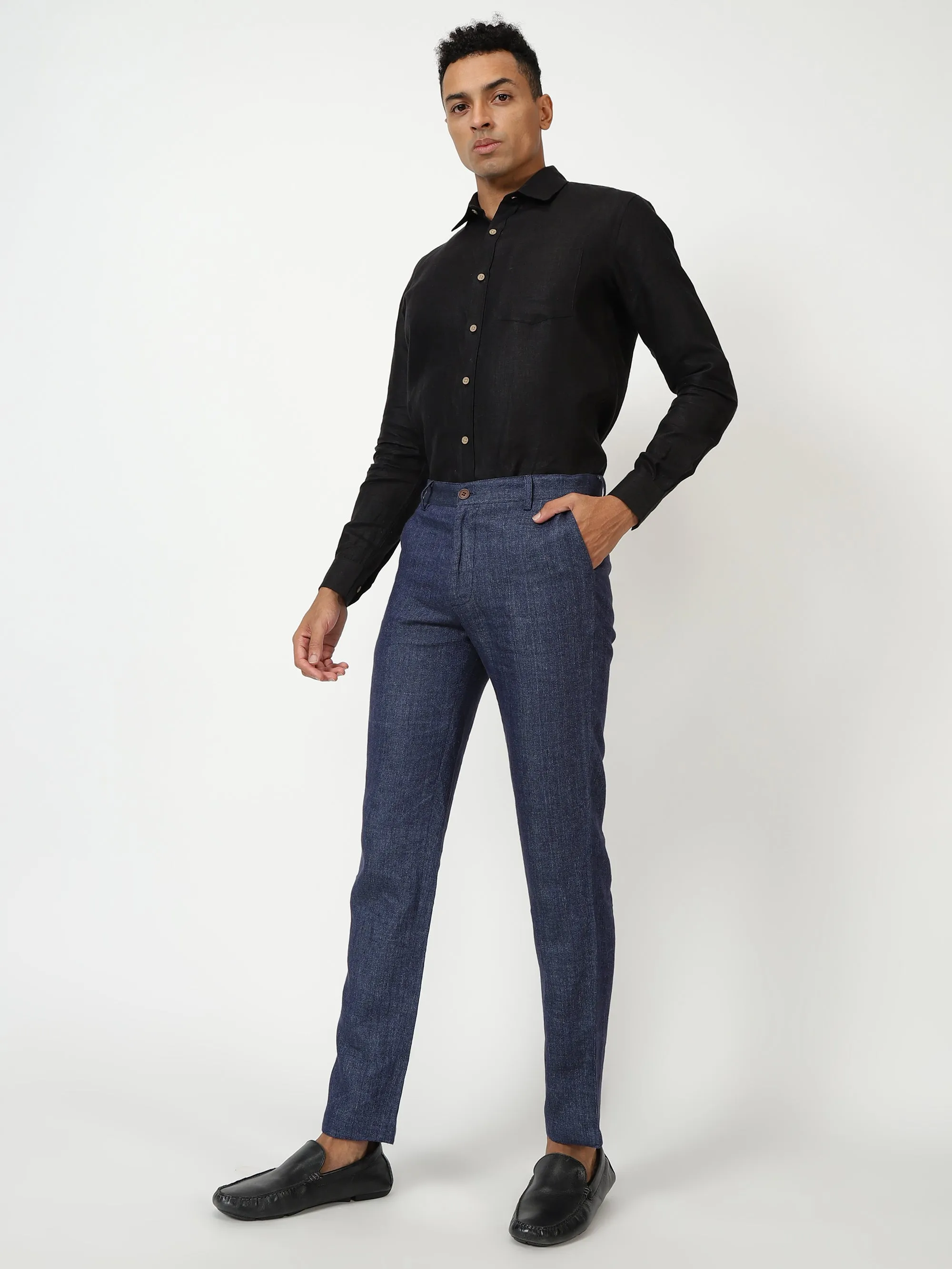 Harvey - Pure Linen Full Sleeve Shirt - Black