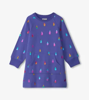 Hatley Sweatshirt Dress - Rainbow Raindrops