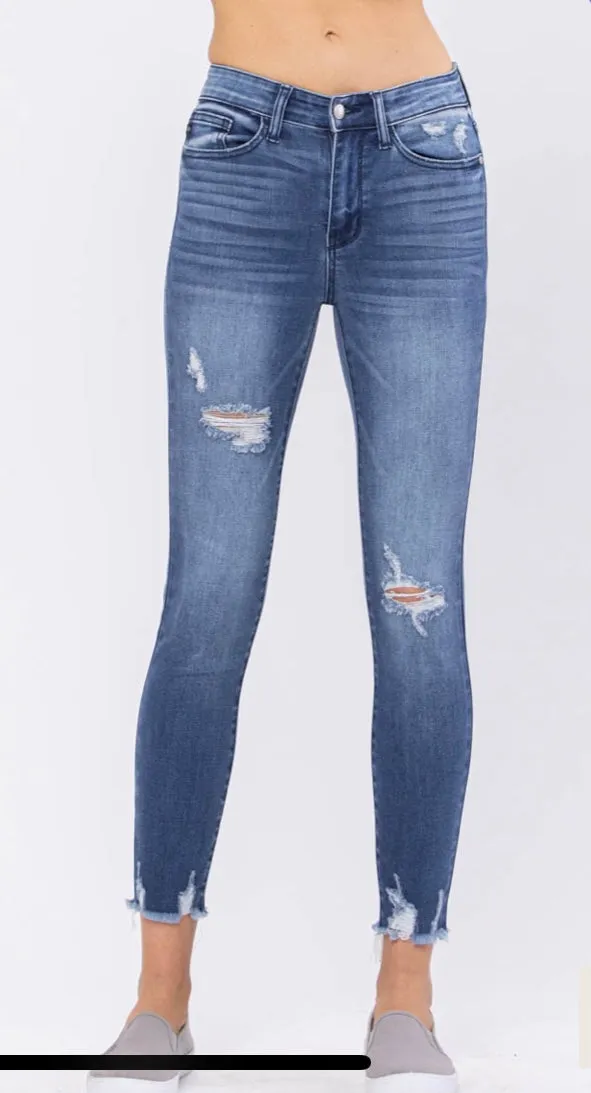 High Rise Destroyed hem skinny