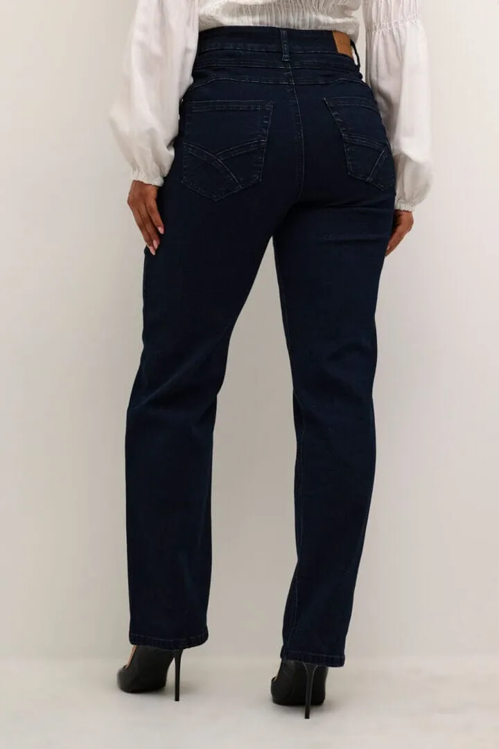 HIGH WAIST WIDE LEG BUTTON DETAIL JEAN