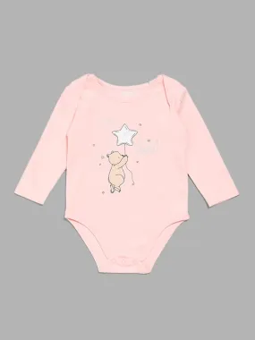 HOP Baby Teddy Printed Pink Romper