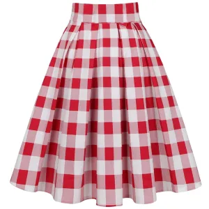 Jk Uniform Student 3XL Vintage Women Pleated Skirts Plaid Print Plus Size Midi 50s 60s Rockabilly Pin Up High Waist Summer Skirt