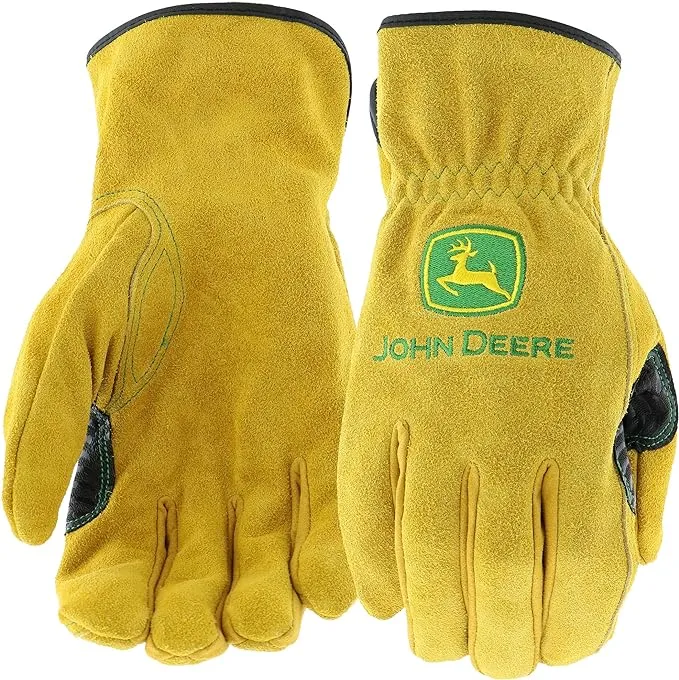 John Deere Split Cowhide Leather Drivers Gloves