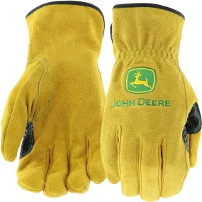 John Deere Split Cowhide Leather Drivers Gloves