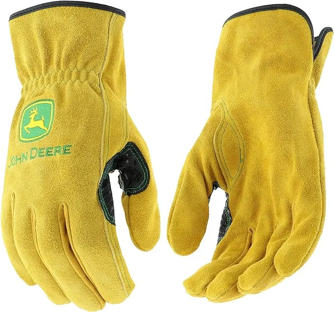 John Deere Split Cowhide Leather Drivers Gloves