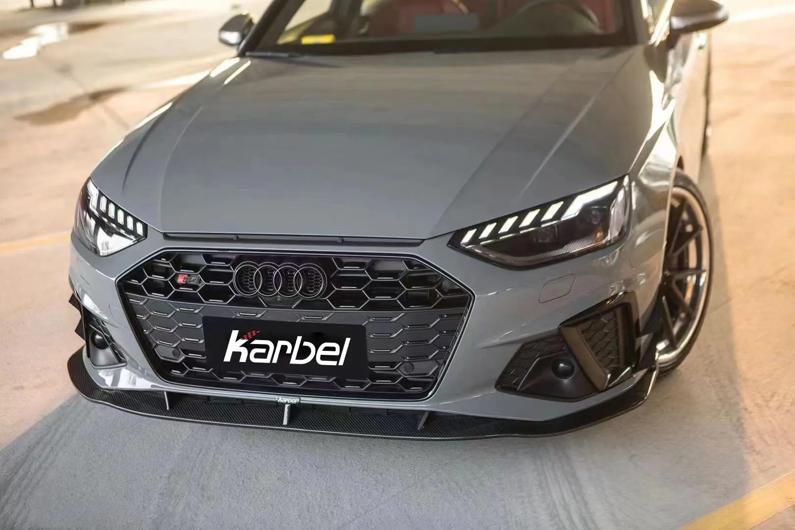 Karbel Carbon Dry Carbon Fiber Front Bumper Canards for Audi S4 & A4 S Line 2020-ON B9.5