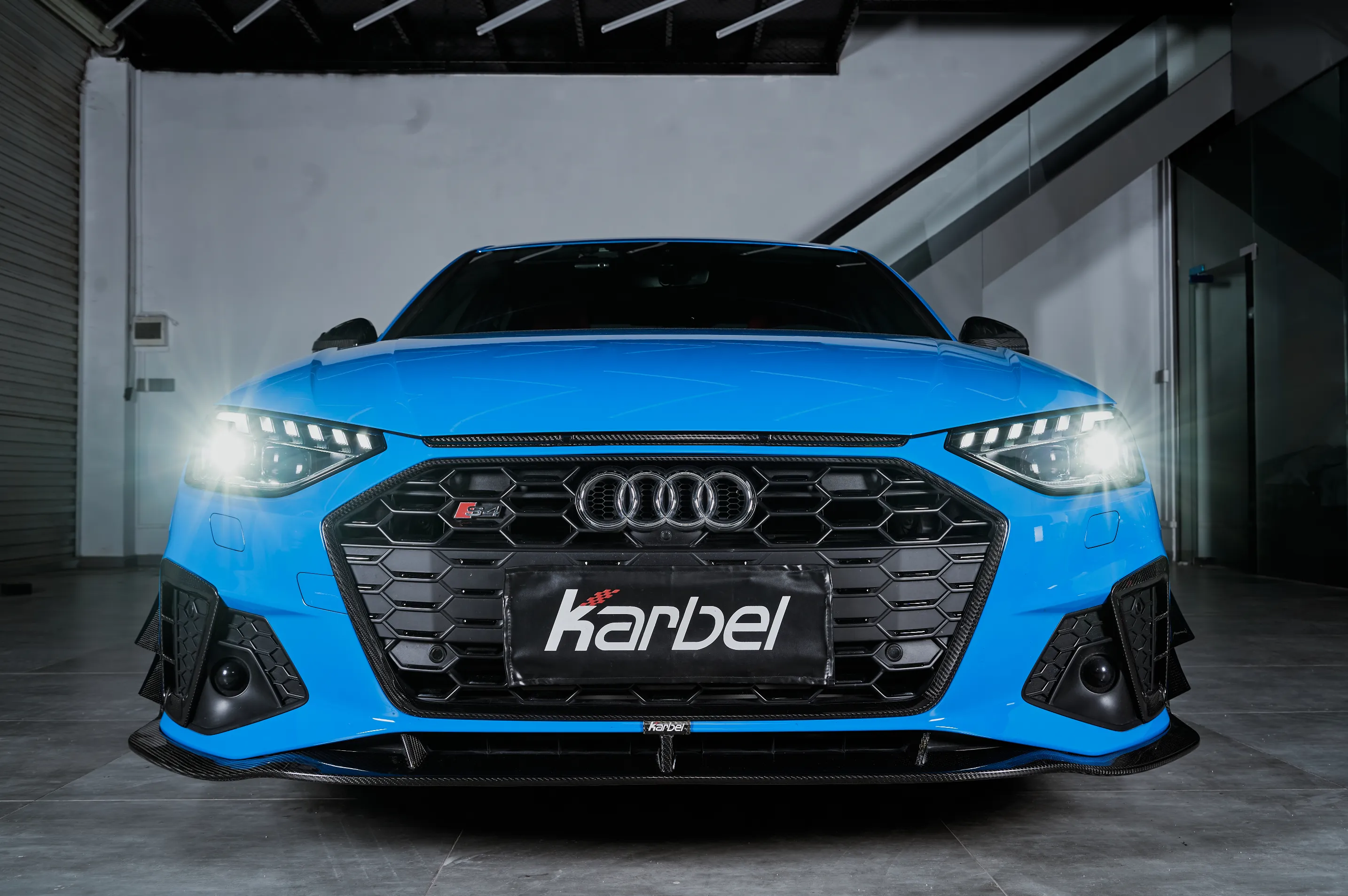 Karbel Carbon Dry Carbon Fiber Front Bumper Canards for Audi S4 & A4 S Line 2020-ON B9.5