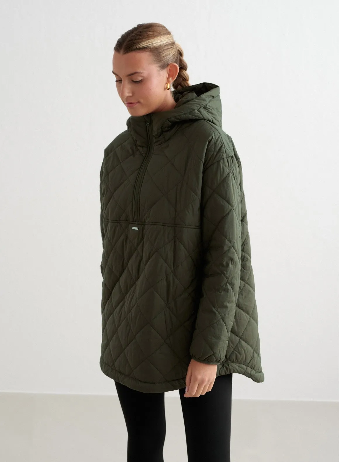 Khaki Oversized Quilted Anorak