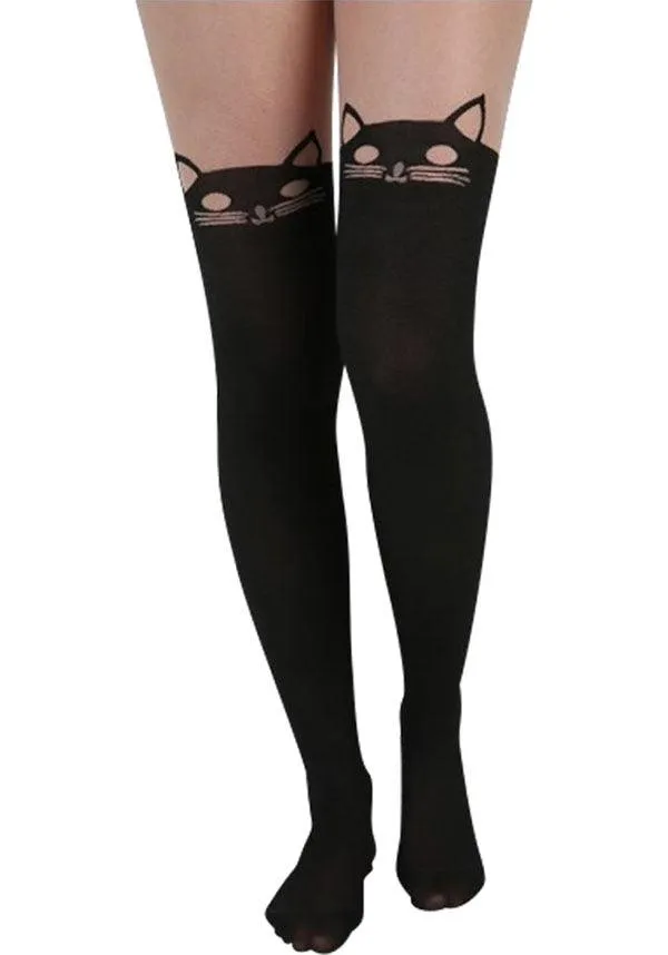 Kitty Cat Over The Knee [Black] | TIGHTS