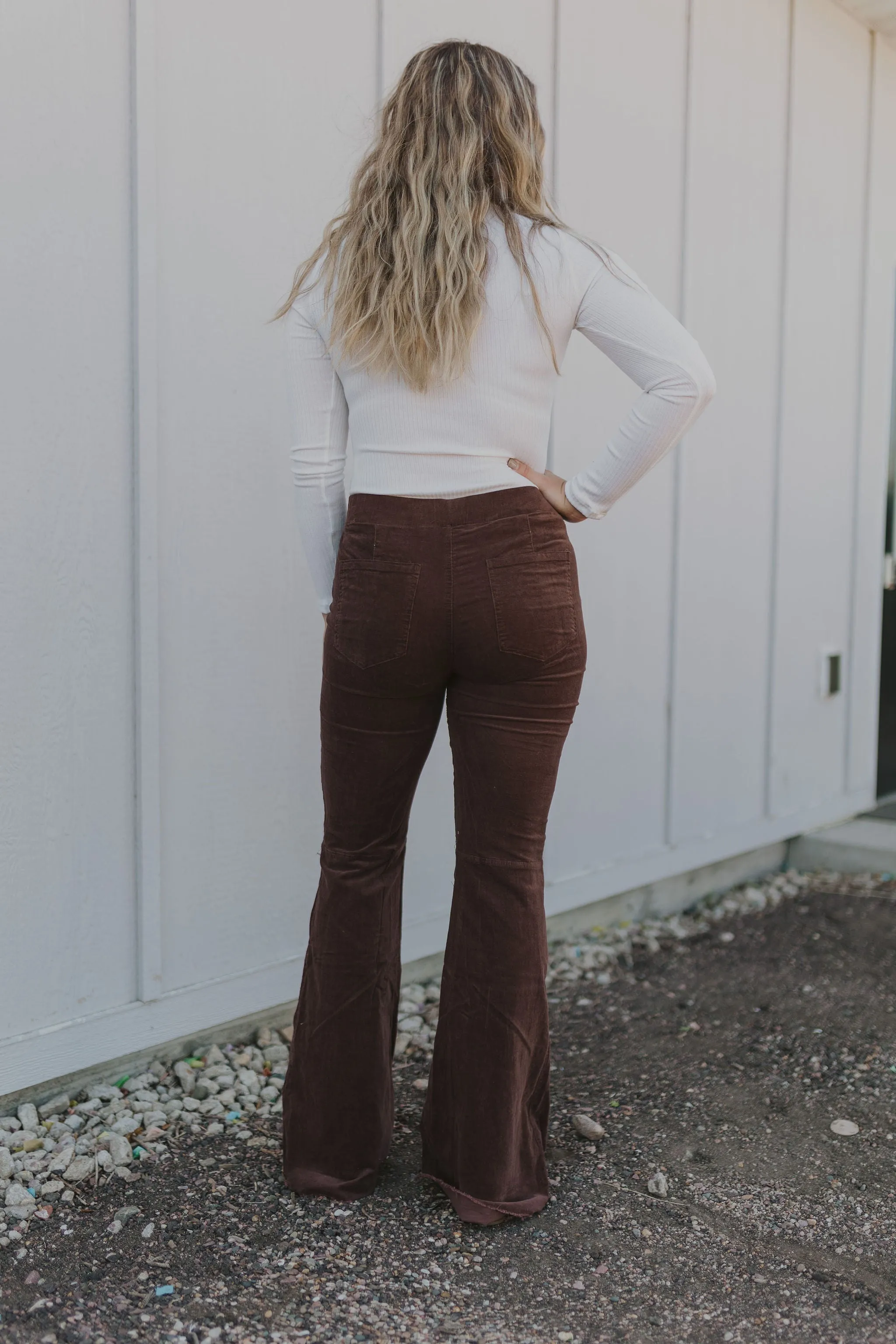 LIDYA CHOCOLATE CORDUROY FLARE PANTS BY IVY & CO