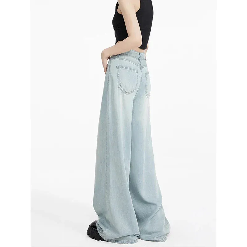 Light Blue Tencel Wide Leg Summer Pants