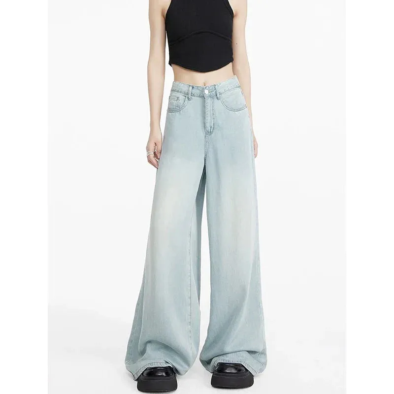 Light Blue Tencel Wide Leg Summer Pants