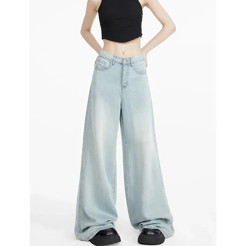 Light Blue Tencel Wide Leg Summer Pants