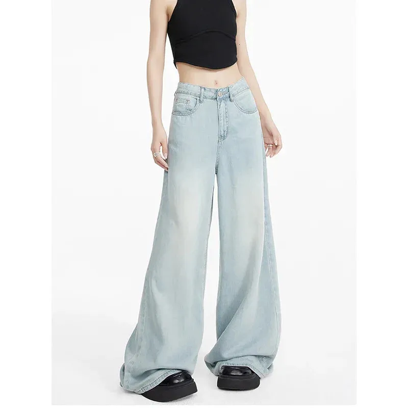 Light Blue Tencel Wide Leg Summer Pants