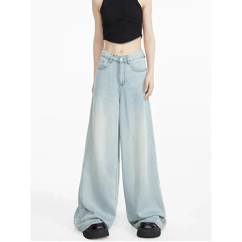 Light Blue Tencel Wide Leg Summer Pants