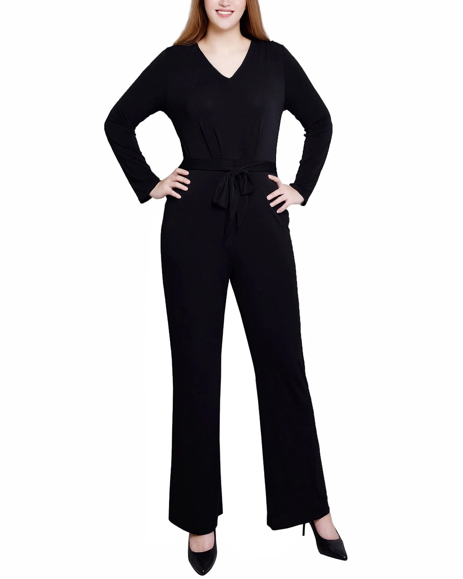 Long Sleeve Crepe Knit Jumpsuit