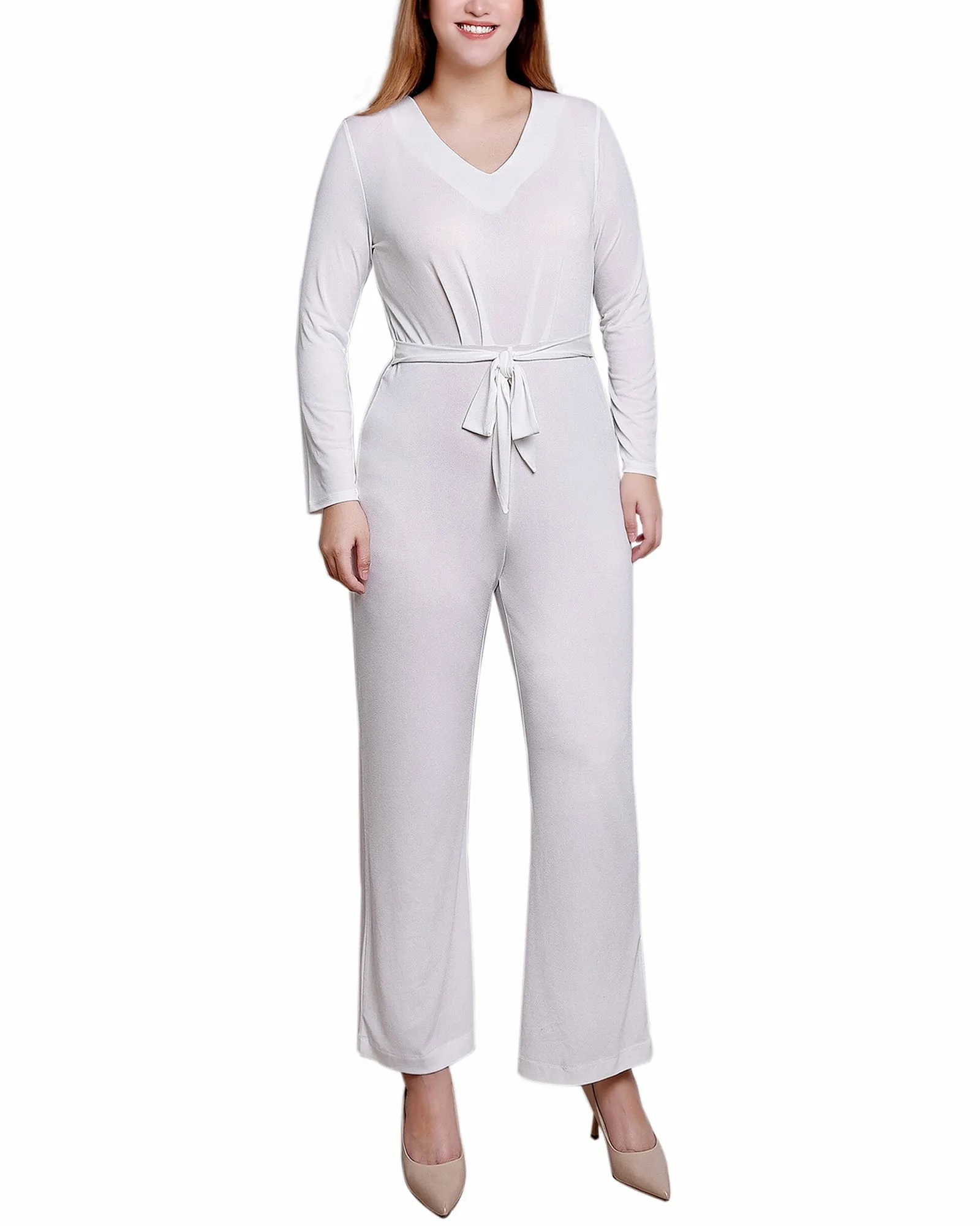 Long Sleeve Crepe Knit Jumpsuit