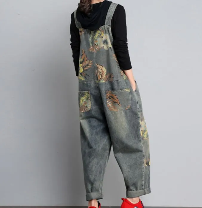 Loose  Casual Spring Denim Overall Women Jumpsuits Dress