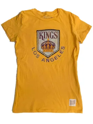 Los Angeles Kings Retro Brand WOMEN Gold Soft Cotton Vintage T-Shirt