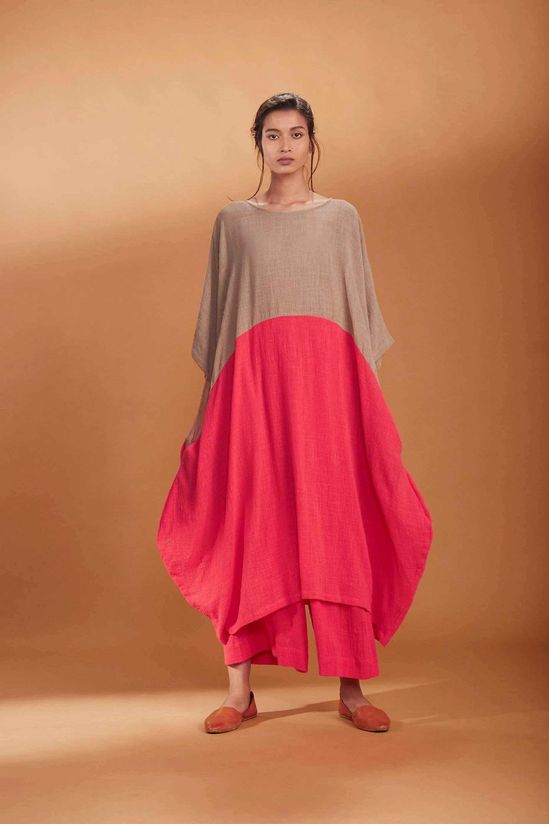 MATI DUAL TUNIC SET CORAL AND KHAKI