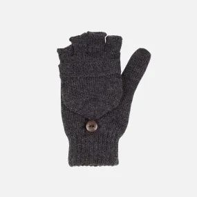 Merino Wool Fingerless Gloves/Mittens - Anthracite