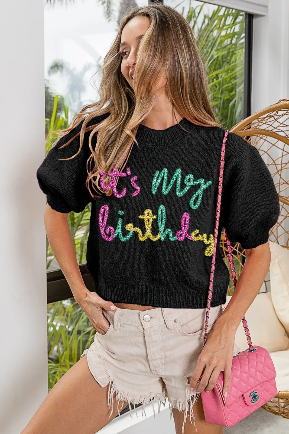 Metallic It's My Birthday Sweater