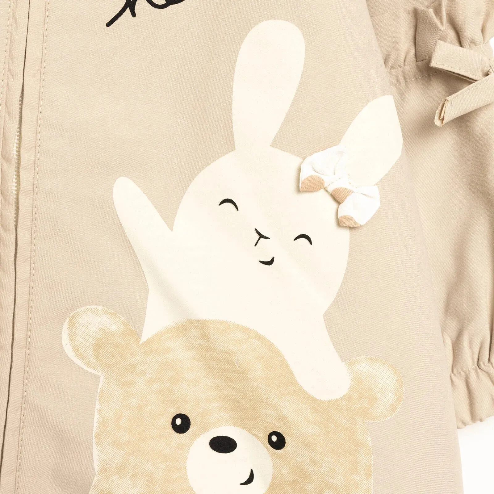 Midimod Basic Baby Girl Hooded Rabbit Raincoat - Beige