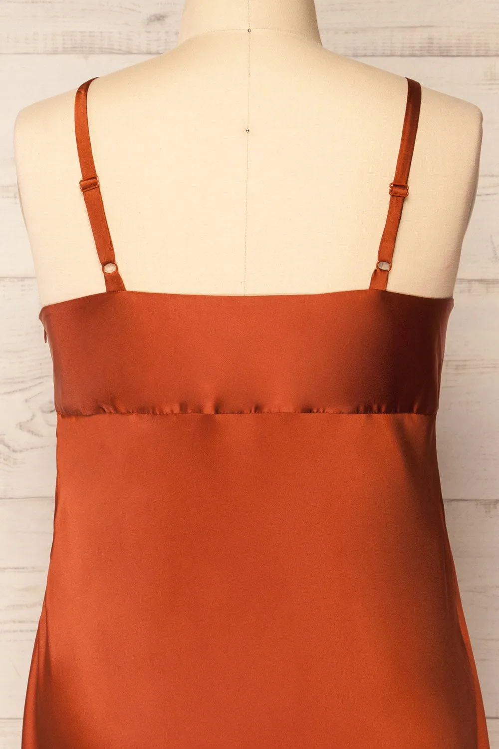 Mikoo Rust | Plus Size Midi V-Neck Slip Dress