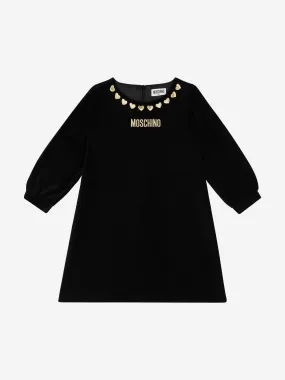 Moschino Girls Logo Hearts Dress in Black