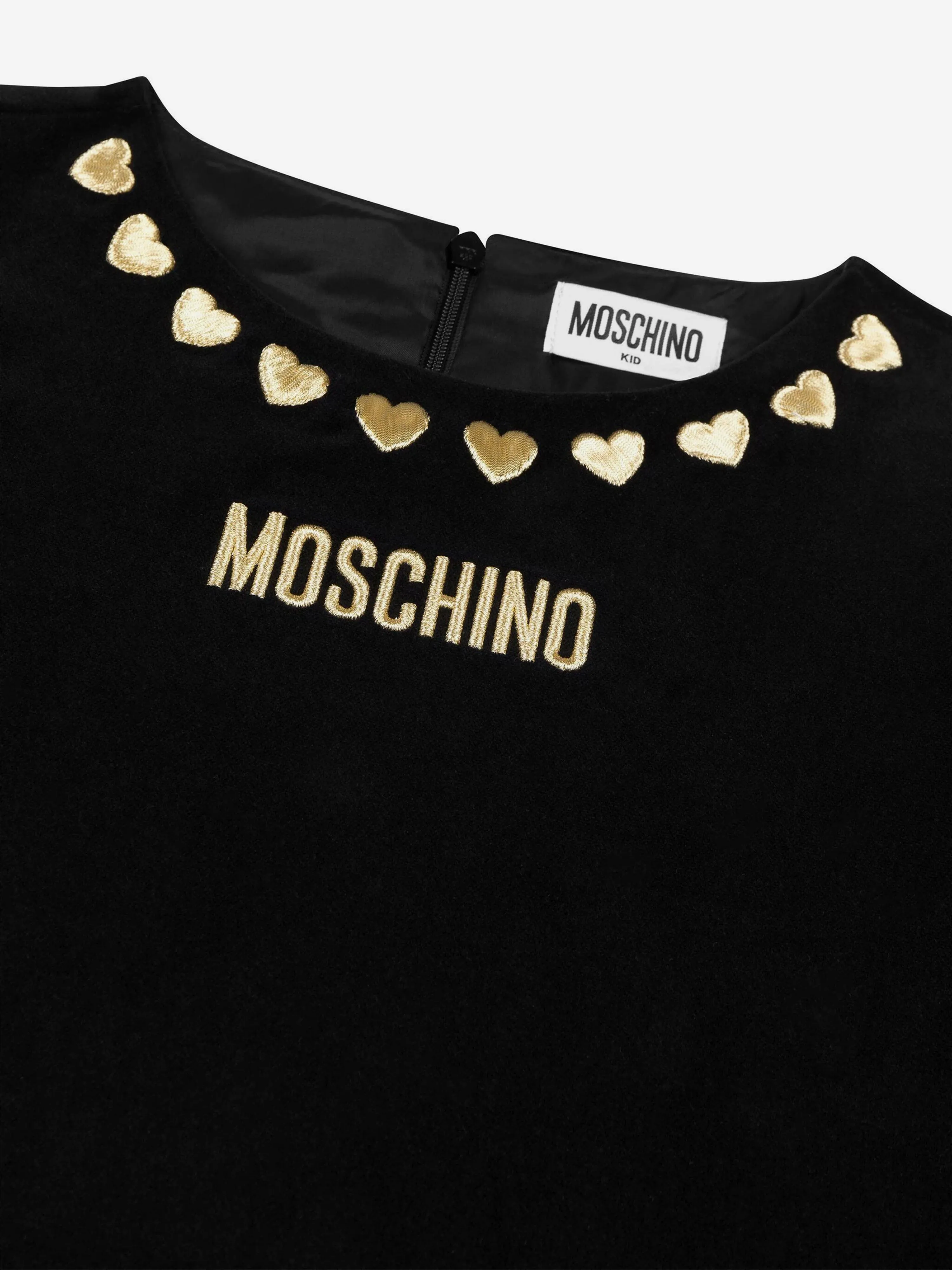 Moschino Girls Logo Hearts Dress in Black